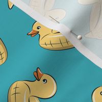 duck pool float - yellow and teal