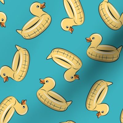 duck pool float - yellow and teal