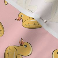 duck pool float - yellow and light pink