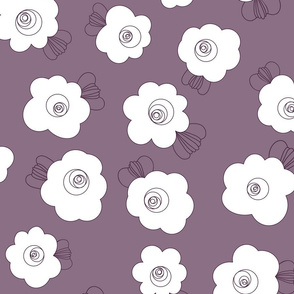 70s Flowers - Purple - Fluffy Flowers Coordinate-02