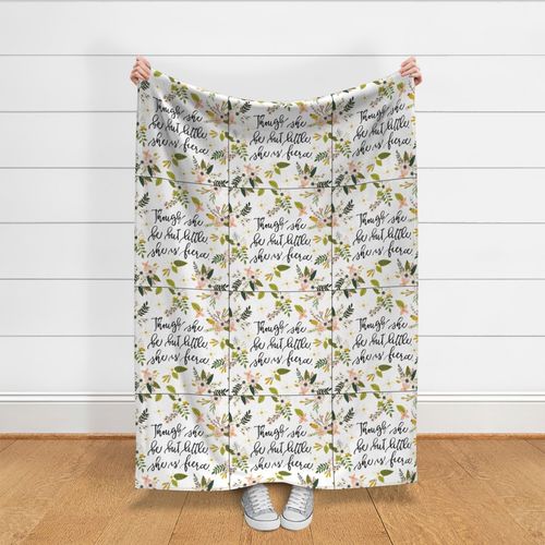 6 loveys: though she be but little, she is fierce baby blanket // blush sprigs and blooms