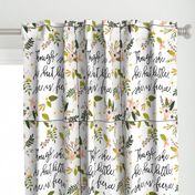 6 loveys: though she be but little, she is fierce baby blanket // blush sprigs and blooms