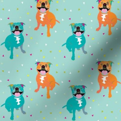 Happy Staffy fabric by Mount Vic and Me (small print)