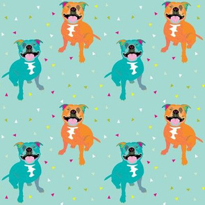 Happy Staffy fabric by Mount Vic and Me (small print)
