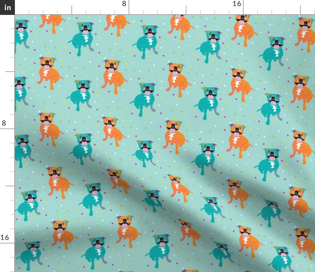 Happy Staffy fabric by Mount Vic and Me (small print)