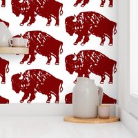 Bison Print - White & Maroon