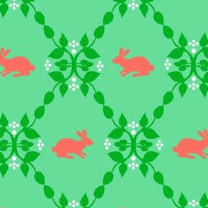 Modern Whimsy Bunnies Mint Rose