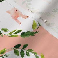 Watercolor Piglets with wreaths