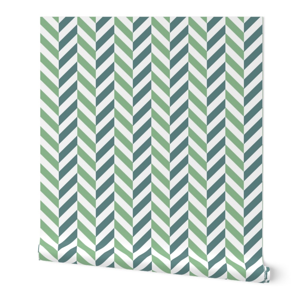 zigzag chevron green on white small scale