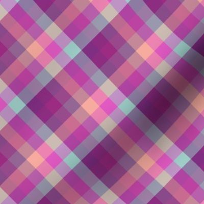 small diagonal pink plaid in sunset