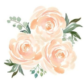 Peach Watercolor Floral Bunch 7"