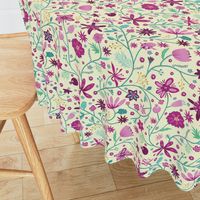 Indian floral chintz pink and green | small