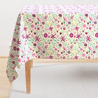 Indian floral chintz pink and green | small