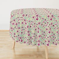 Indian floral chintz pink and green | small