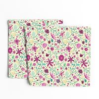 Indian floral chintz pink and green | small