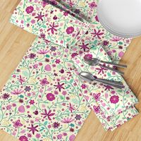 Indian floral chintz pink and green | small