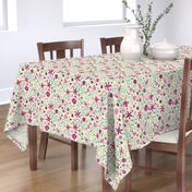 Indian floral chintz pink and green | small