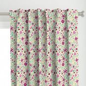 Indian floral chintz pink and green | small