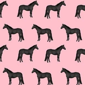 horse black coat horses fabric pink
