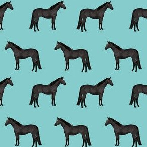 horse black coat horses fabric blue