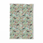 horse multi coat floral horses fabric mint