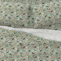 horse multi coat floral horses fabric mint