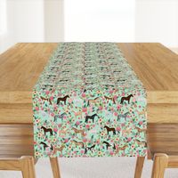 horse multi coat floral horses fabric mint