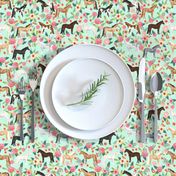 horse multi coat floral horses fabric mint