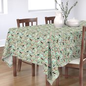 horse multi coat floral horses fabric mint