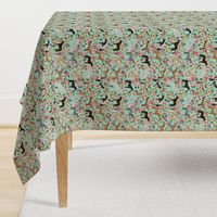 horse multi coat floral horses fabric mint