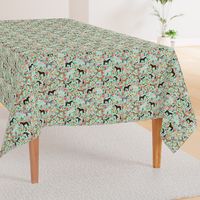 horse multi coat floral horses fabric mint