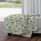 horse multi coat floral horses fabric mint