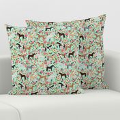 horse multi coat floral horses fabric mint