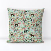 horse multi coat floral horses fabric mint