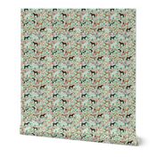 horse multi coat floral horses fabric mint