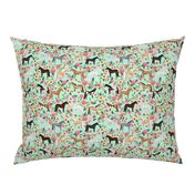 horse multi coat floral horses fabric mint