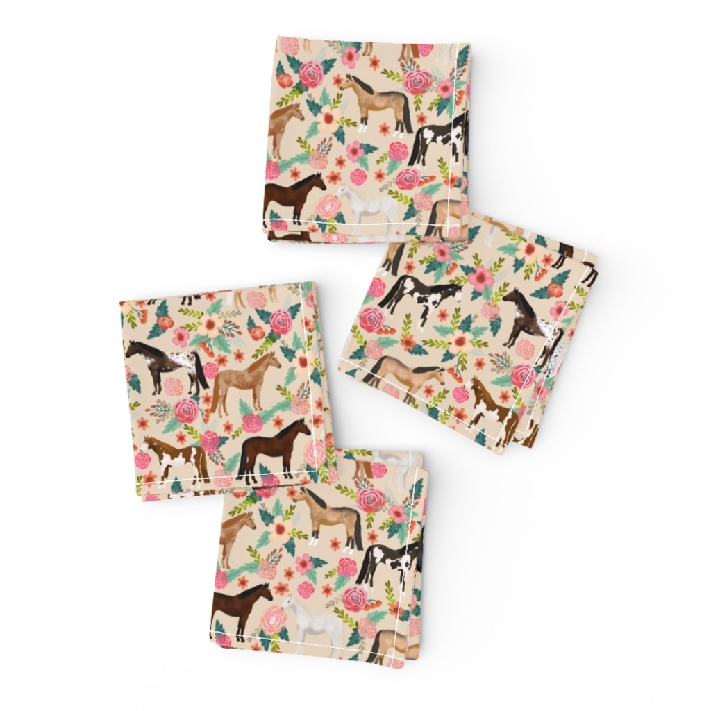 horse multi coat floral horses fabric neutral