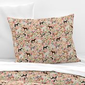 horse multi coat floral horses fabric neutral