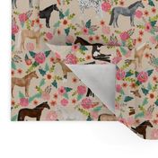 horse multi coat floral horses fabric neutral