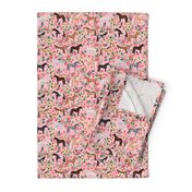 horse multi coat floral horses fabric pink