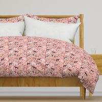 horse multi coat floral horses fabric pink