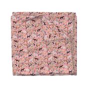 horse multi coat floral horses fabric pink