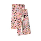 horse multi coat floral horses fabric pink