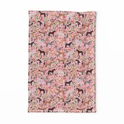 horse multi coat floral horses fabric pink