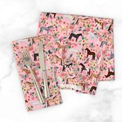 horse multi coat floral horses fabric pink