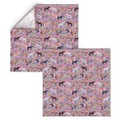 horse multi coat floral horses fabric purple