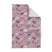 horse multi coat floral horses fabric purple