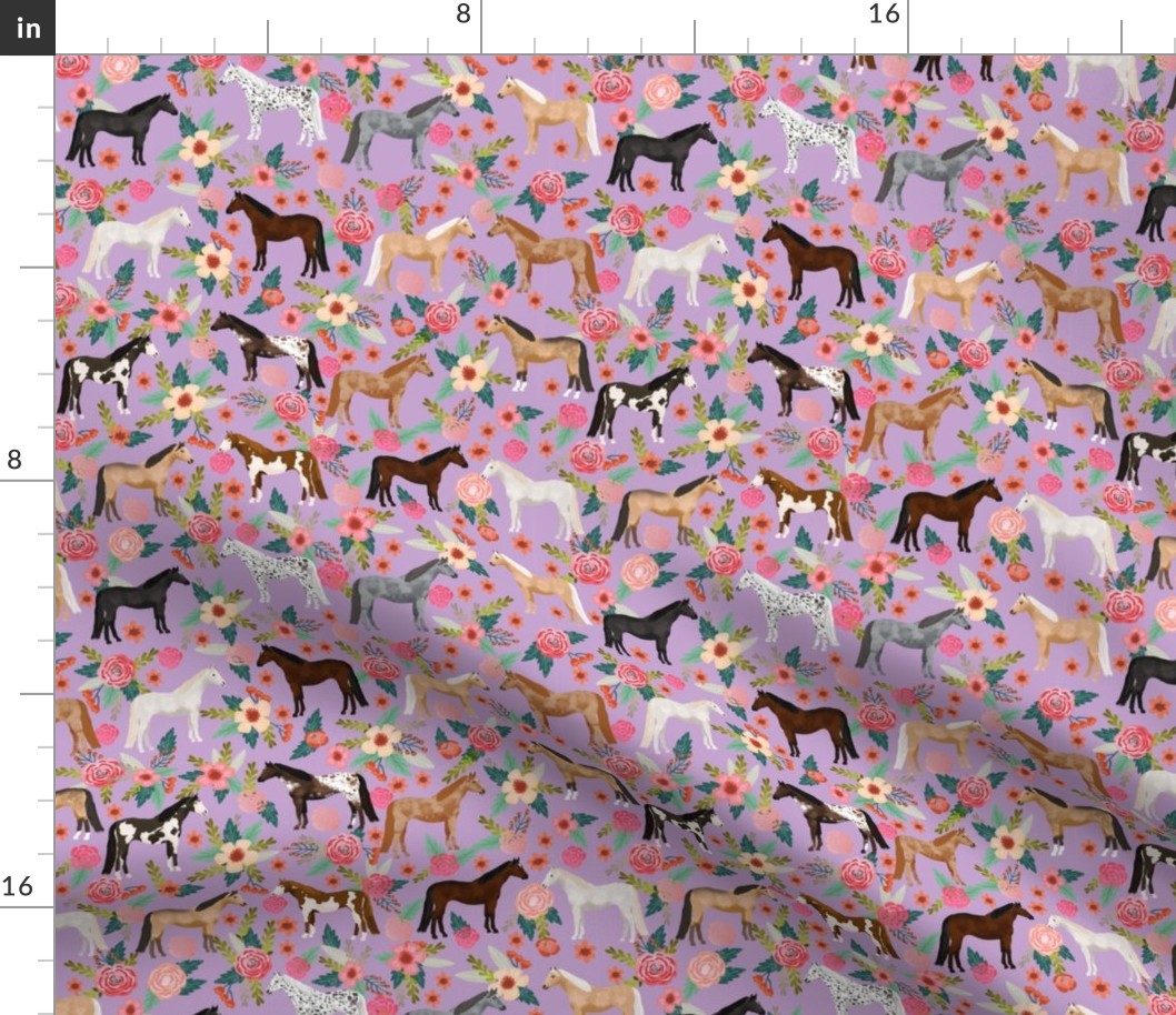 horse multi coat floral horses fabric purple