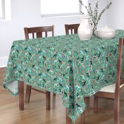 horse multi coat floral horses fabric turq