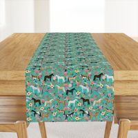 horse multi coat floral horses fabric turq